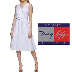 🎩🗝️ NWT $139 Tommy Hilfiger White V-neck Sleeveless Dress - Various